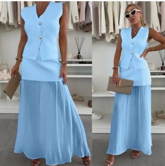 MIXED PLEATED KNIT SKIRT SIZE M - Picture 3 of 9